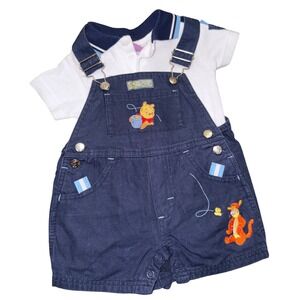 Vintage Disney Winnie the Pooh Tigger   Short overalls Polo Bodysuit